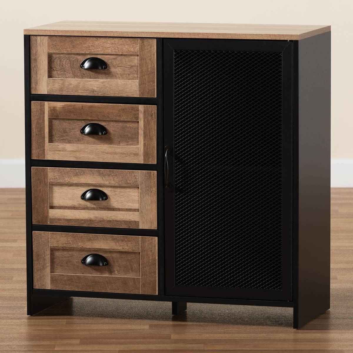 Baxton Studio Connell Brown & Black Wood Sideboard Buffet
