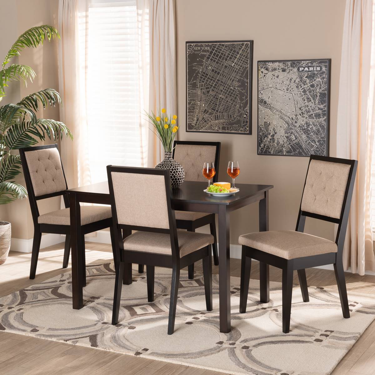 Baxton Studio Suvi Modern Dark Brown Wood 5pc. Dining Set