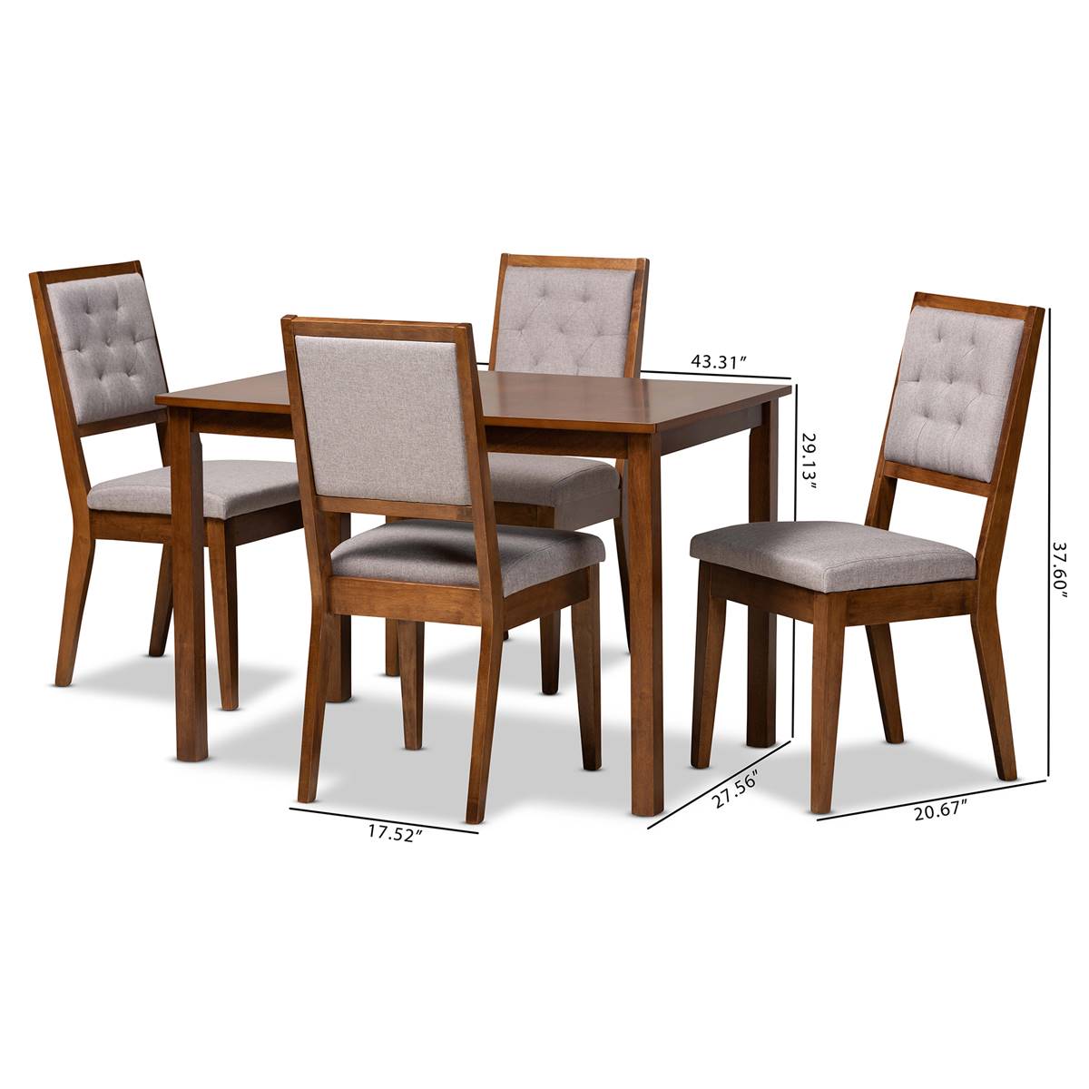 Baxton Studio Suvi Modern Walnut Brown Wood 5pc.Dining Set