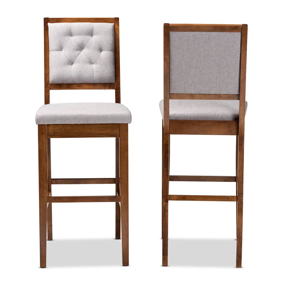 Baxton Studio Gideon Modern Grey Fabric 2pc. Bar Stool Set