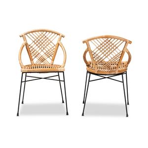 Baxton Studio Pro Bohemian Natural Rattan 2pc. Dining Chair Set alternate view