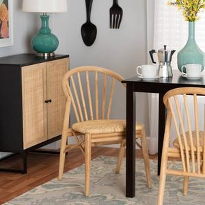 Baxton Studio Kobe Natural Brown Wood & Rattan Dining Chair alternate view