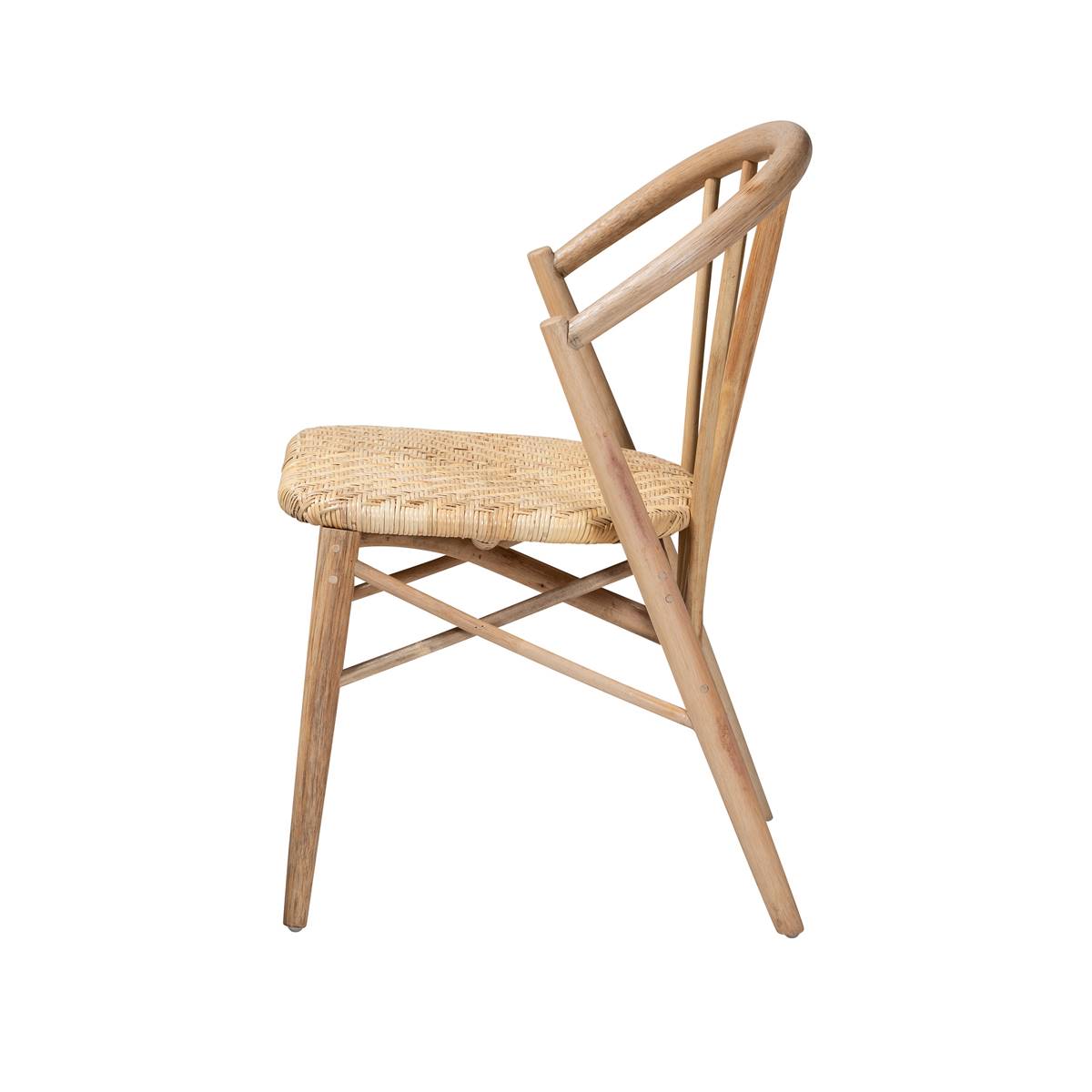 Baxton Studio Kobe Natural Brown Wood & Rattan Dining Chair