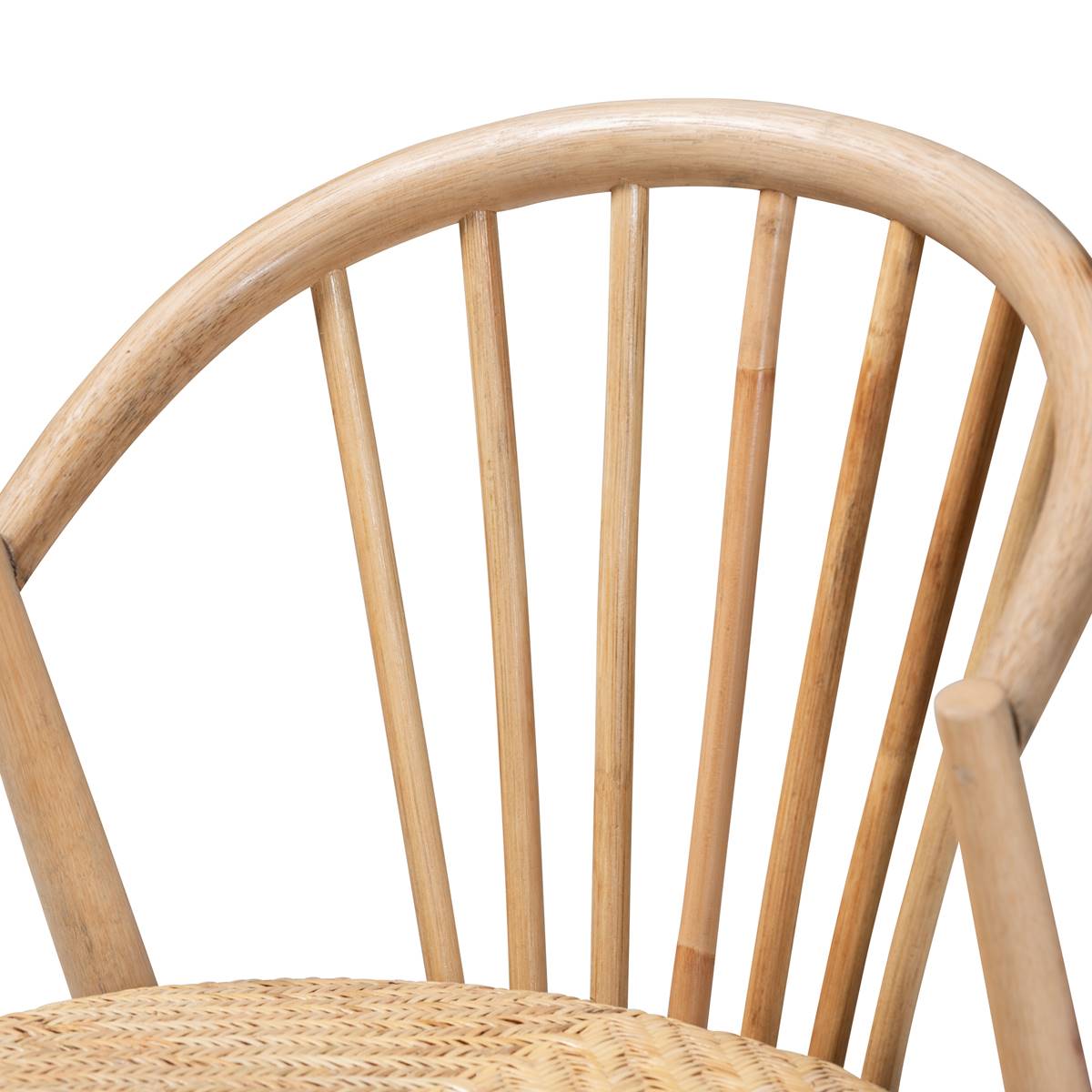 Baxton Studio Kobe Natural Brown Wood & Rattan Dining Chair