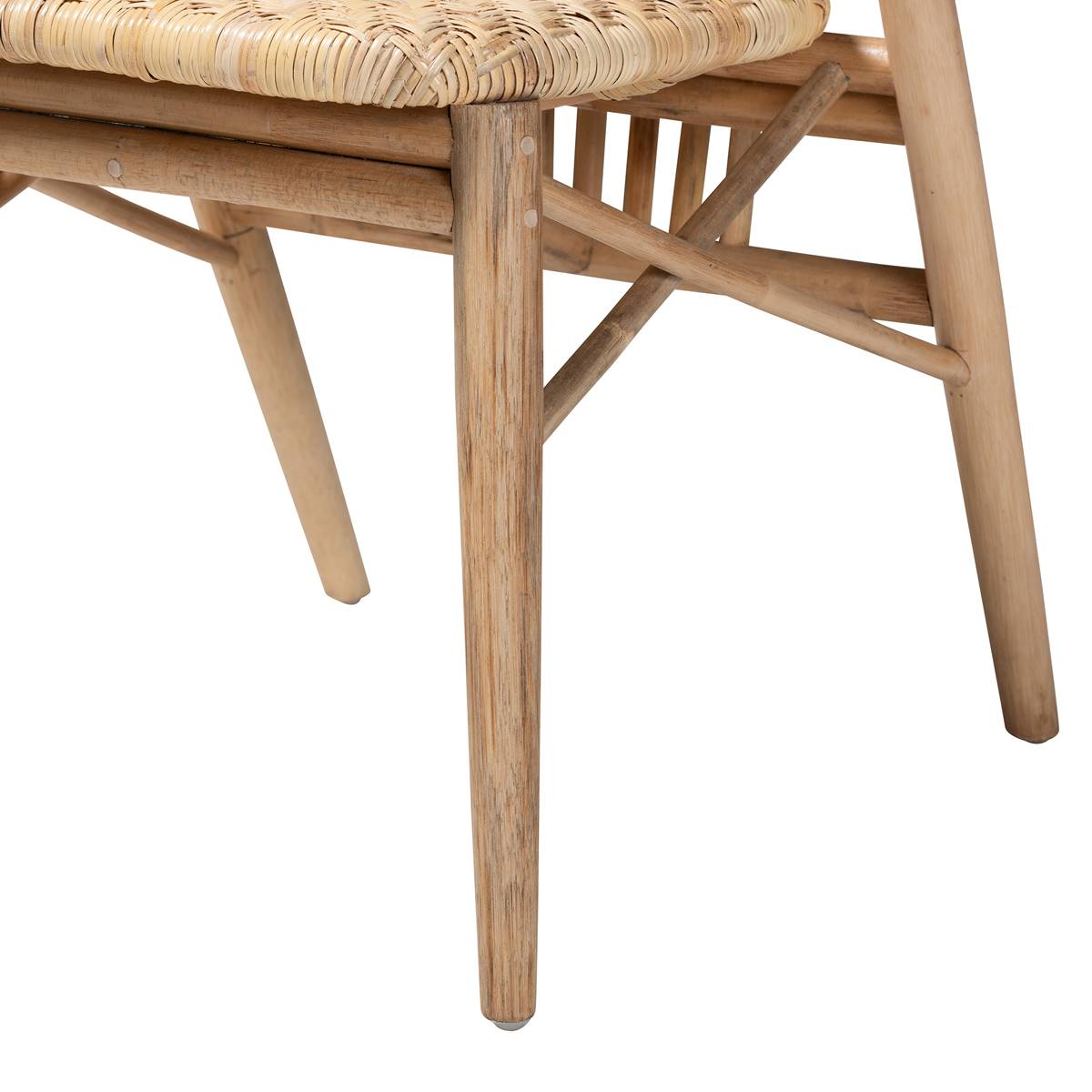 Baxton Studio Kobe Natural Brown Wood & Rattan Dining Chair