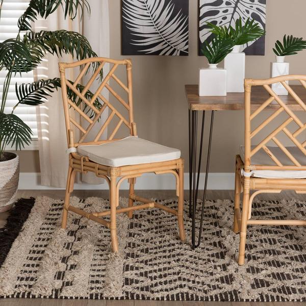 Baxton Studio Rio Bohemian Natural Brown Rattan Dining Chair alternate view