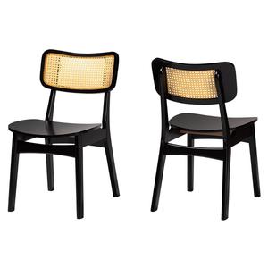 Baxton Studio Tafari Wood & Rattan 2pc. Dining Chair Set
