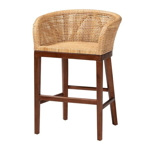 bali & pari Papua Modern Bohemian Acacia Wood Counter Stool