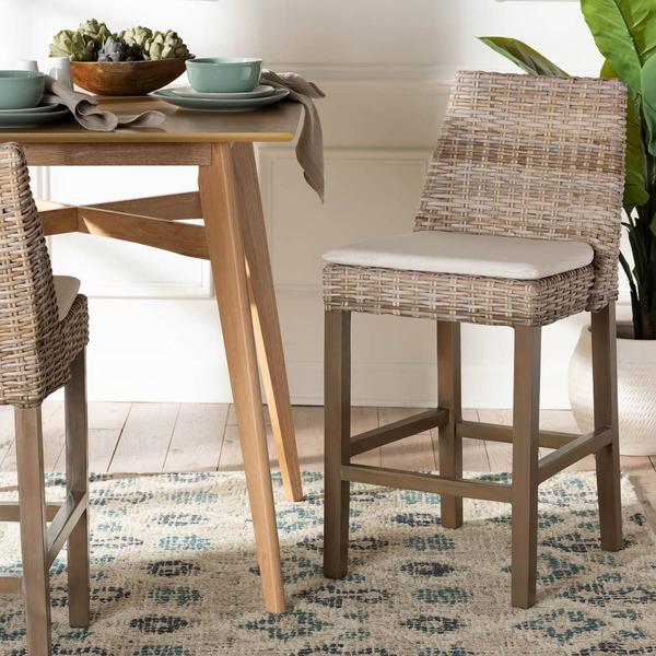 bali & pari Toby Modern Bohemian Kubu Rattan Counter Stool alternate view