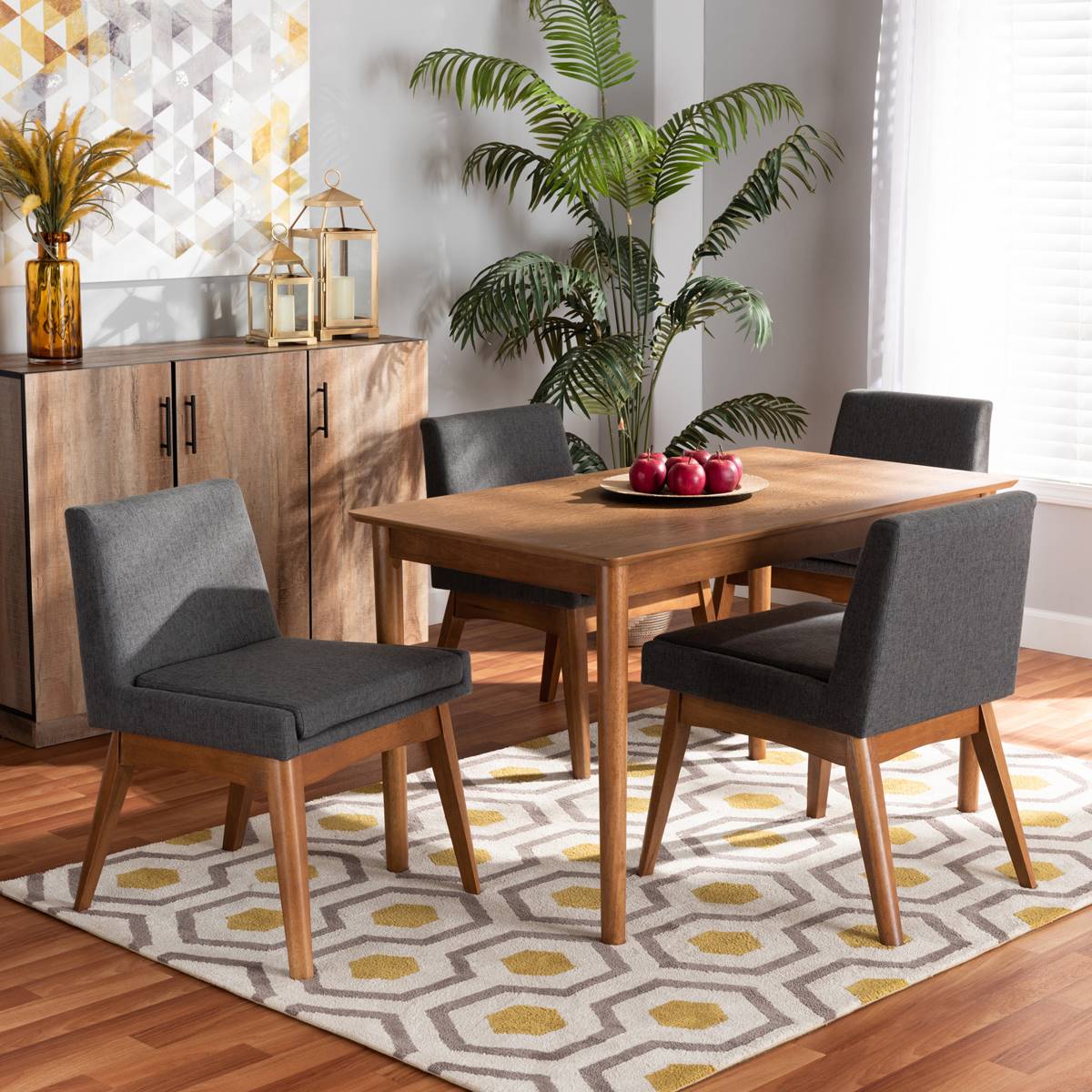 Baxton Studio Nexus Mid-Century Modern Fabric 5pc. Dining Set