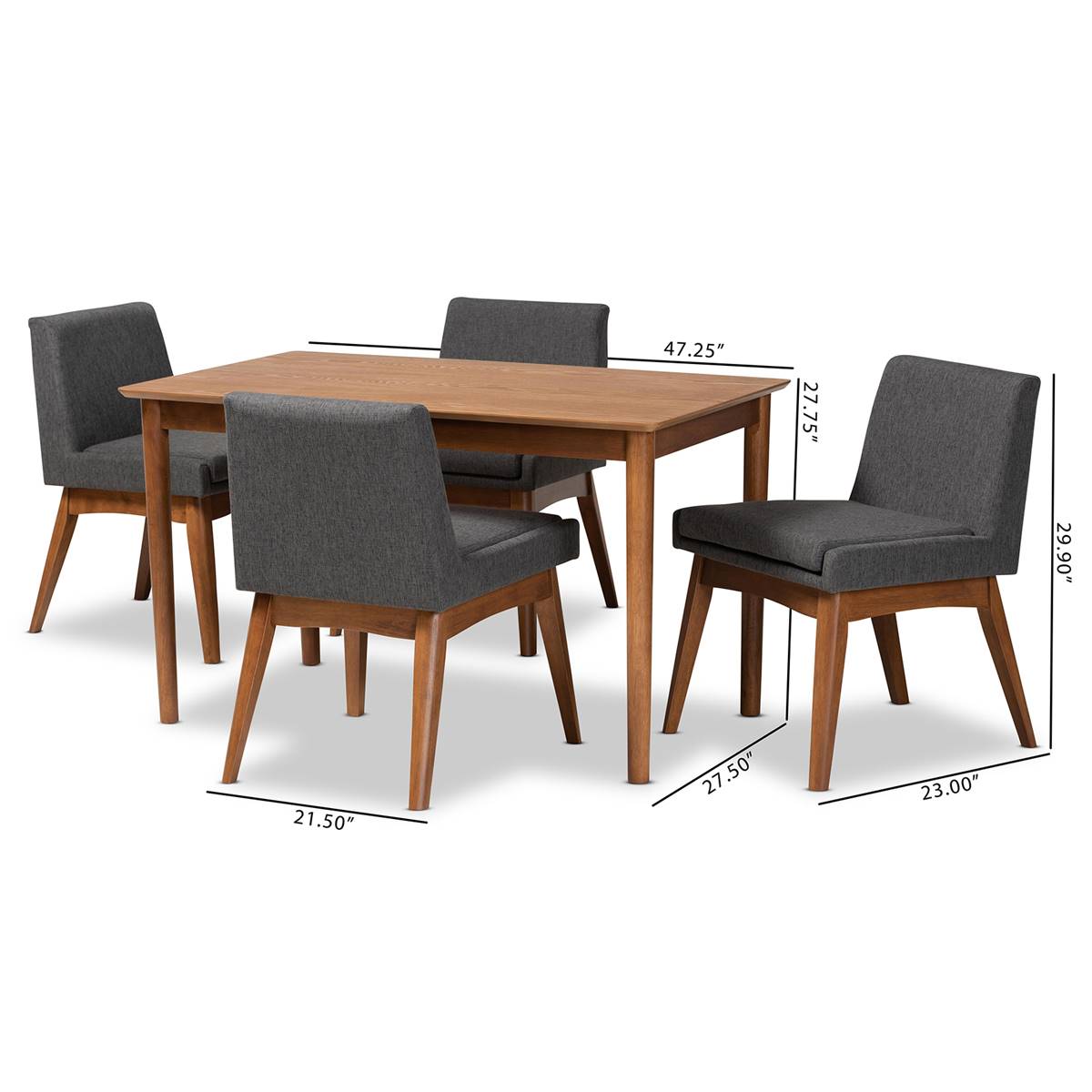 Baxton Studio Nexus Mid-Century Modern Fabric 5pc. Dining Set