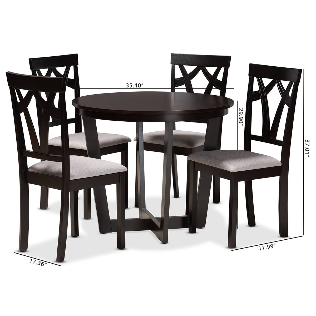 Baxton Studio Telma Modern Dark Brown Wood 5pc. Dining Set