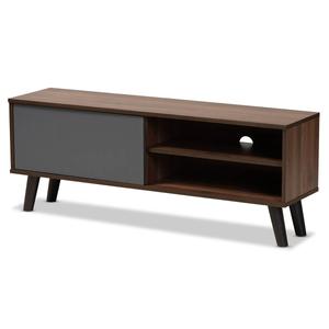 Baxton Studio Mallory Two-Tone Walnut Brown Finish Wood TV Stand