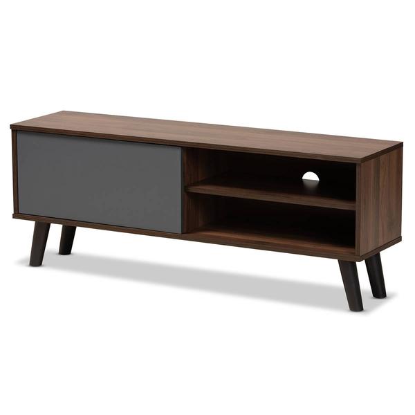 Baxton Studio Mallory Two-Tone Walnut Brown Finish Wood TV Stand