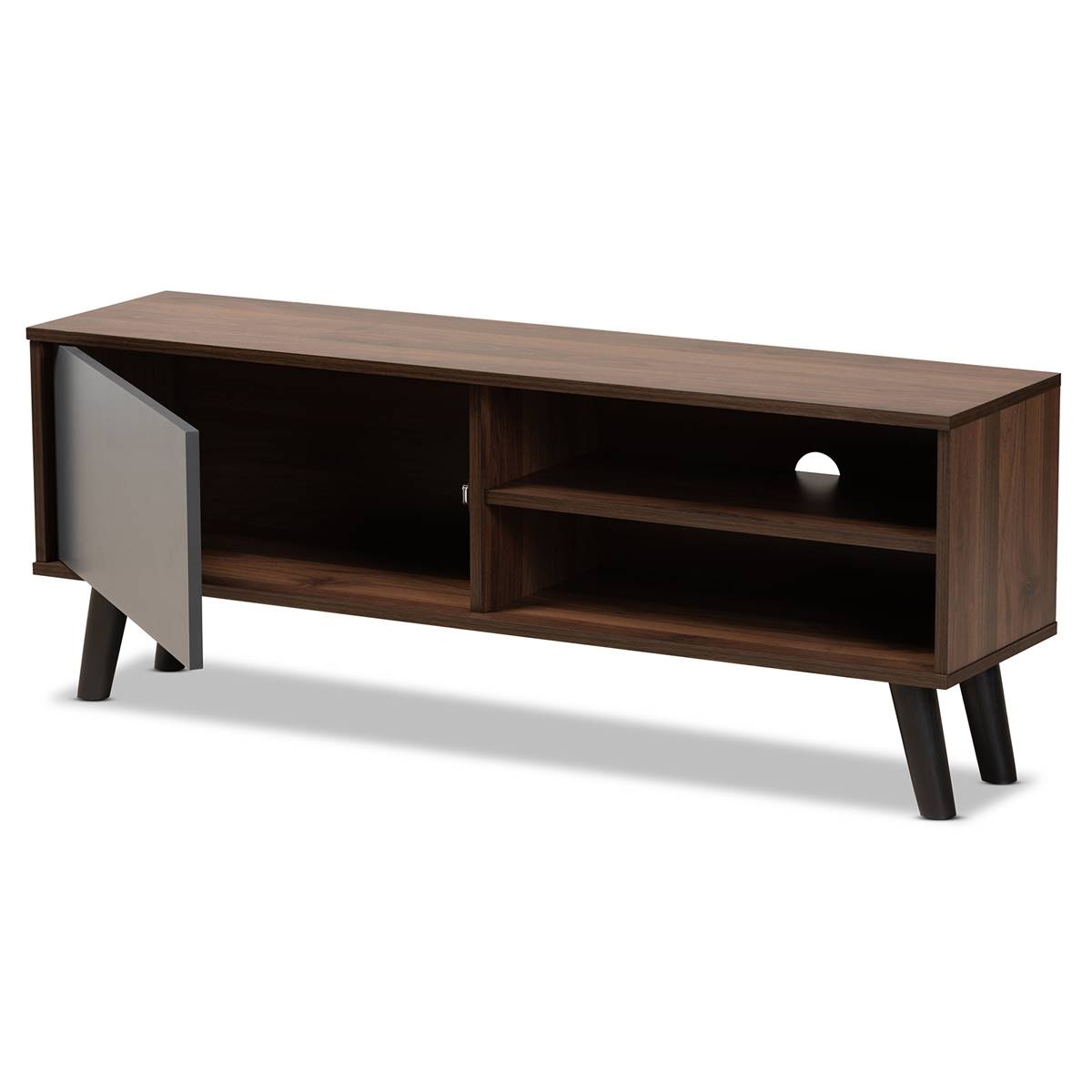 Baxton Studio Mallory Two-Tone Walnut Brown Finish Wood TV Stand