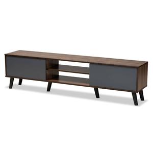 Baxton Studio Clapton Walnut Brown Finished Wood TV Stand
