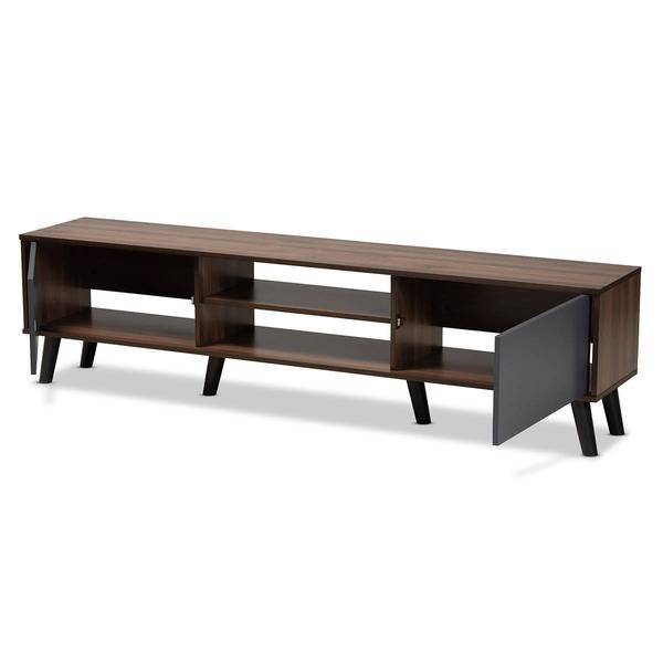 Baxton Studio Clapton Walnut Brown Finished Wood TV Stand alternate view