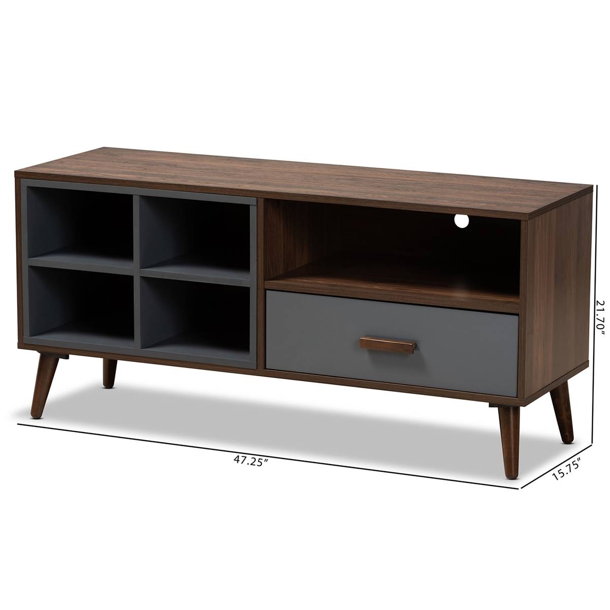 Baxton Studio Garrick Walnut Brown Wood 1-Drawer TV Stand