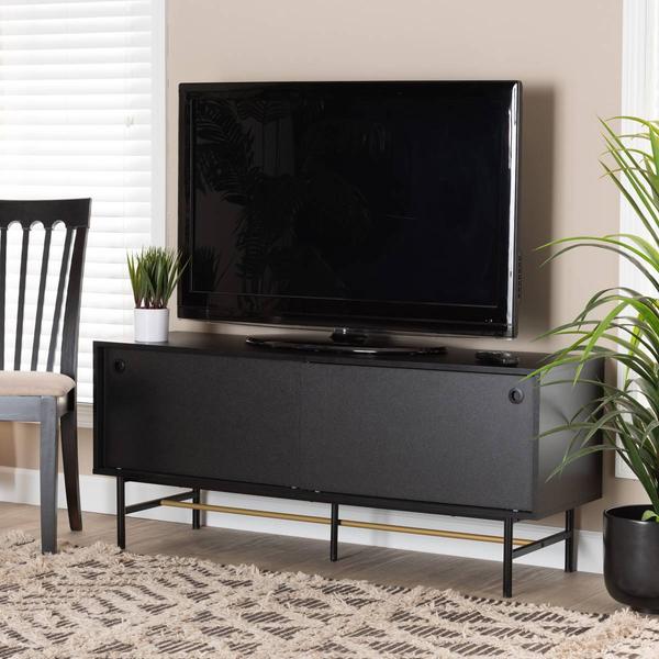 Baxton Studio Truett Modern Dark Brown Wood TV Stand alternate view