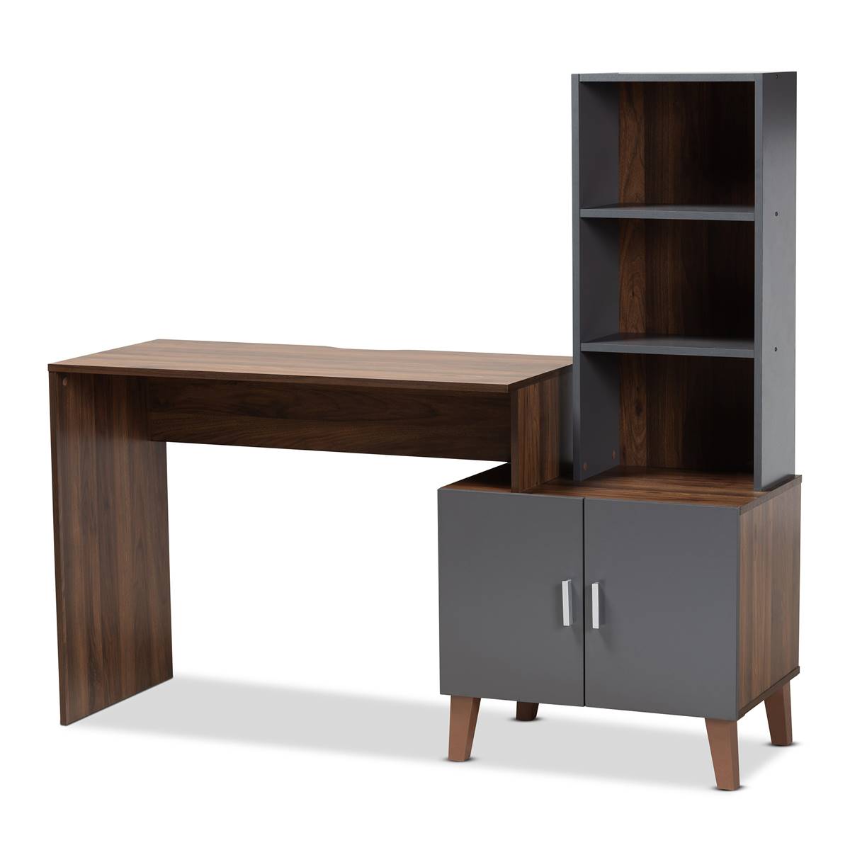 Baxton Studio Jaeger Two-Tone Wood Storage Desk W/ Shelves