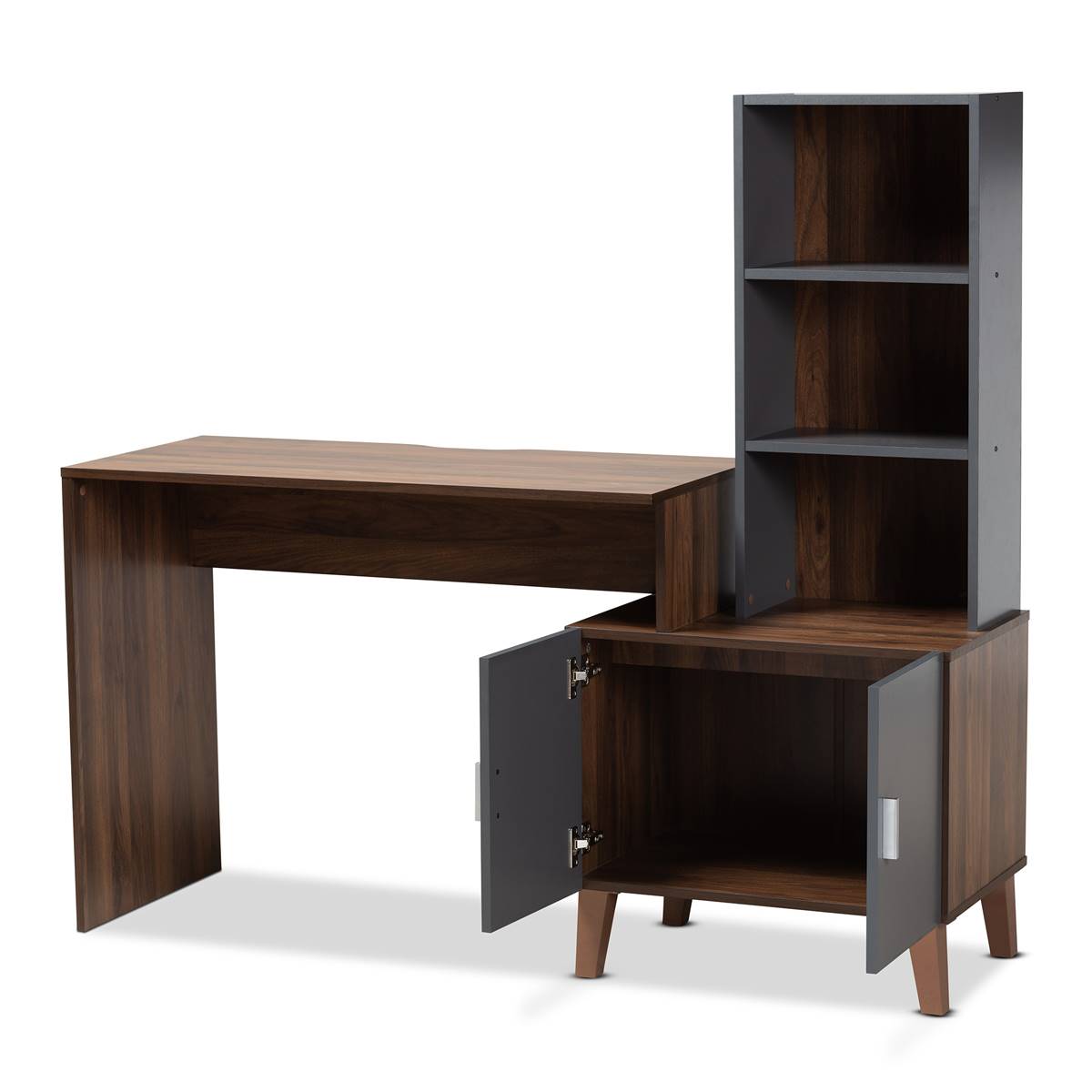 Baxton Studio Jaeger Two-Tone Wood Storage Desk W/ Shelves