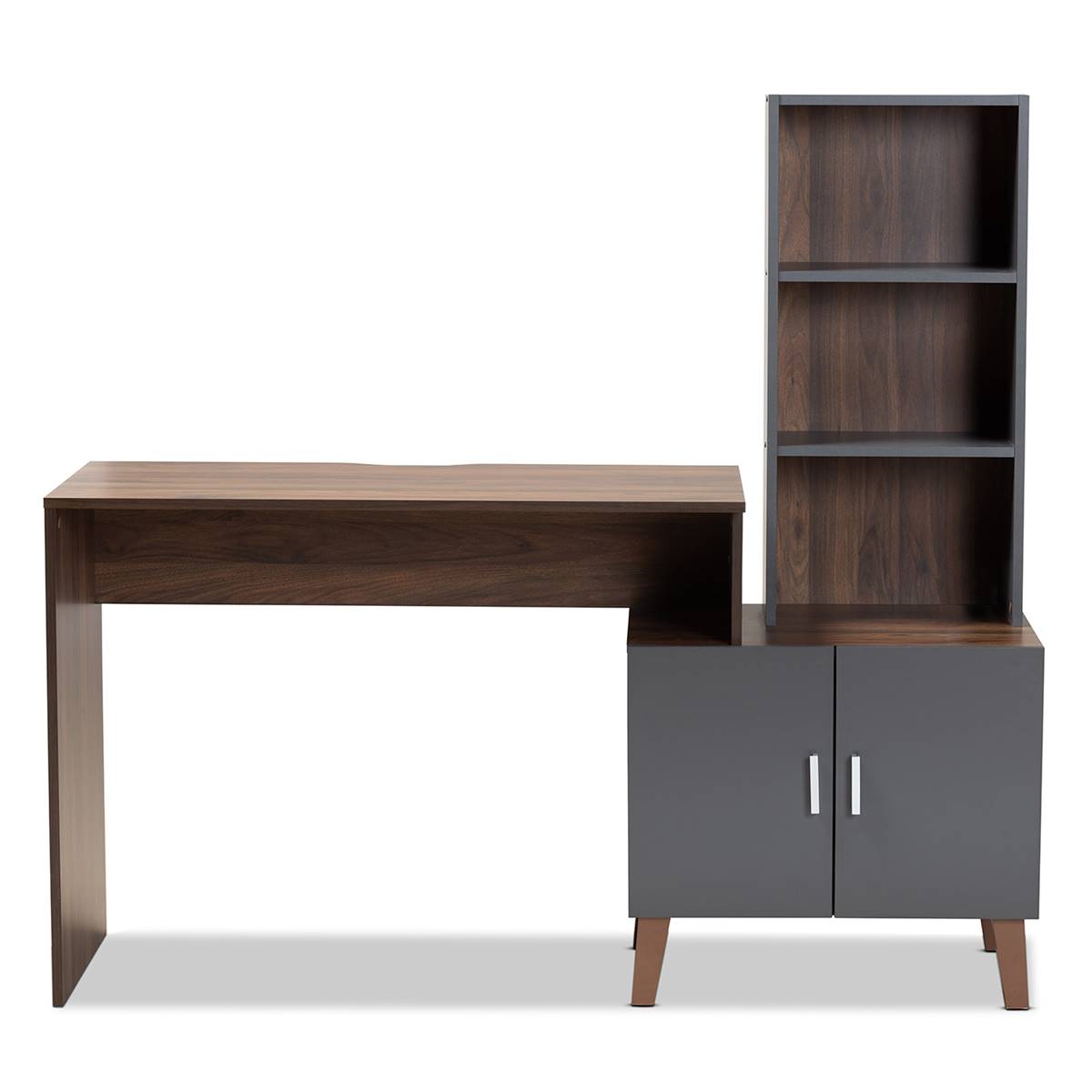 Baxton Studio Jaeger Two-Tone Wood Storage Desk W/ Shelves