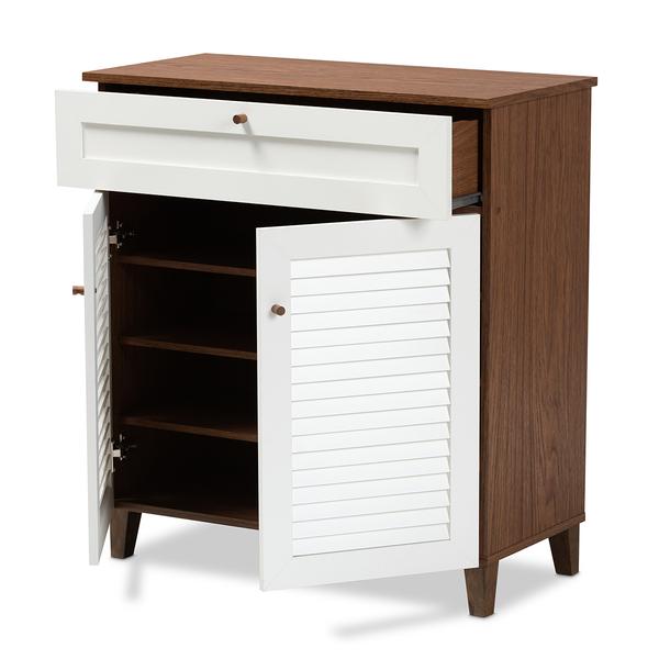 Baxton Studio Coolidge 4 Shelf Shoe Storage Cabinet with Drawer alternate view