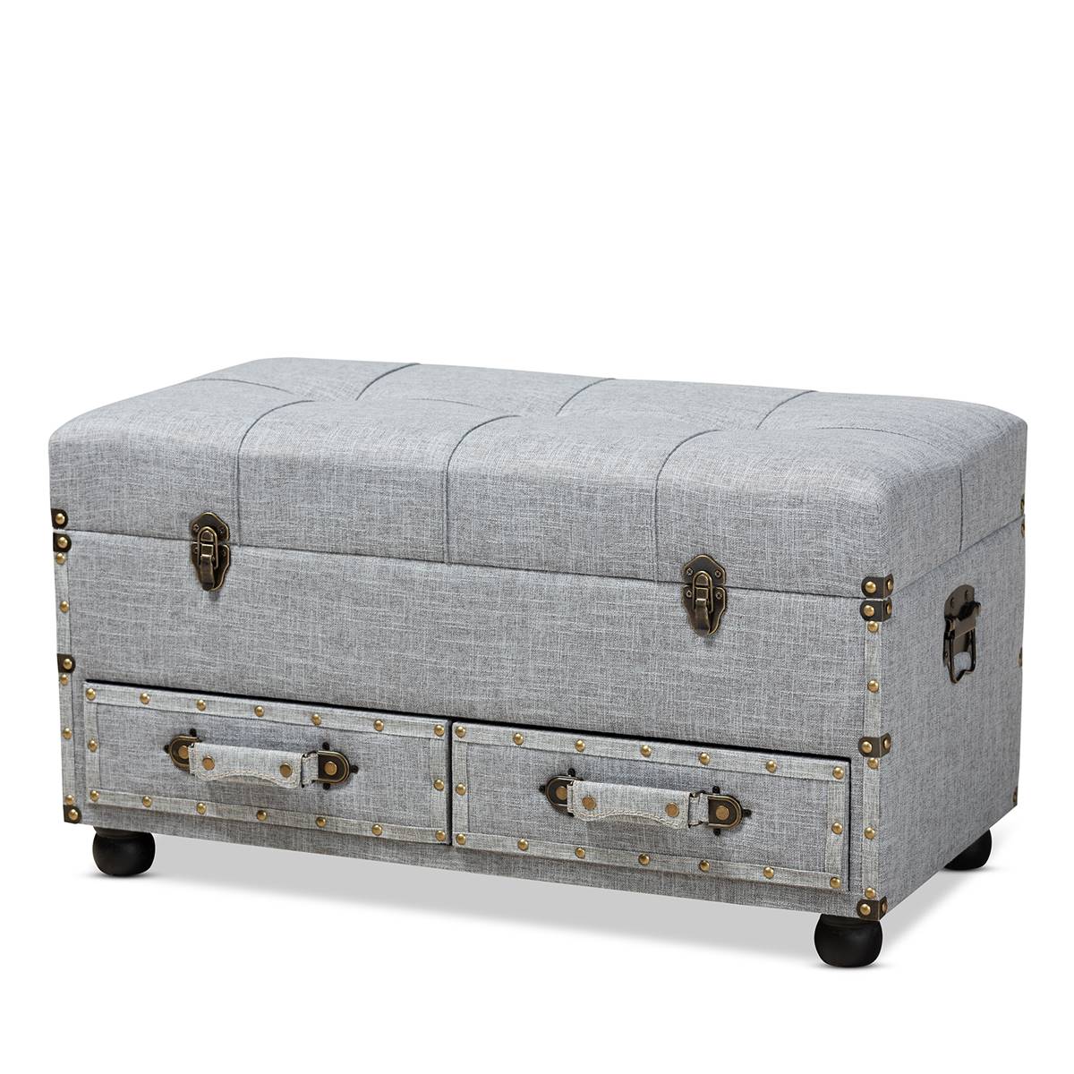 Baxton Studio Flynn 2-Drawer Storage Trunk Ottoman