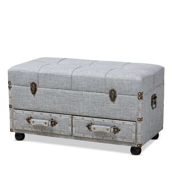 Baxton Studio Flynn 2-Drawer Storage Trunk Ottoman