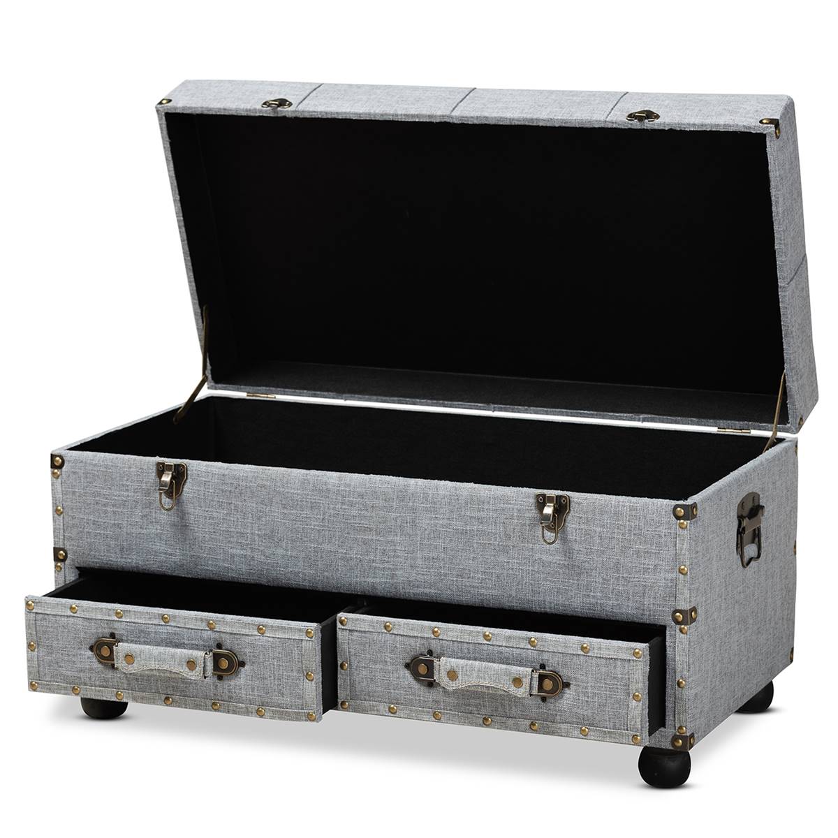 Baxton Studio Flynn 2-Drawer Storage Trunk Ottoman