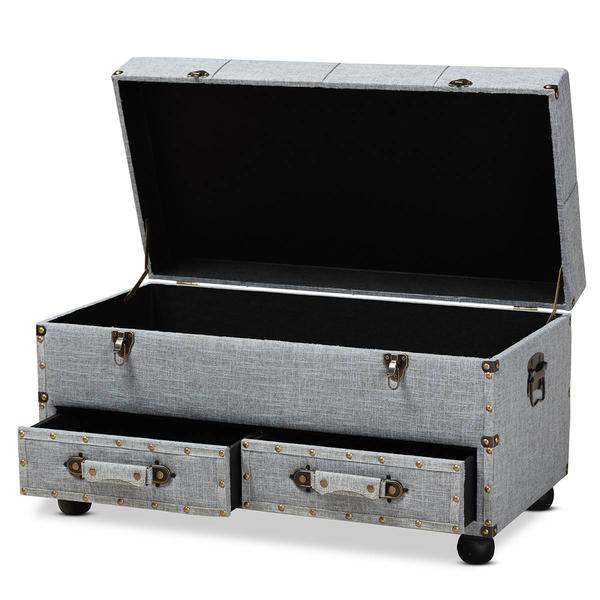 Baxton Studio Flynn 2-Drawer Storage Trunk Ottoman alternate view