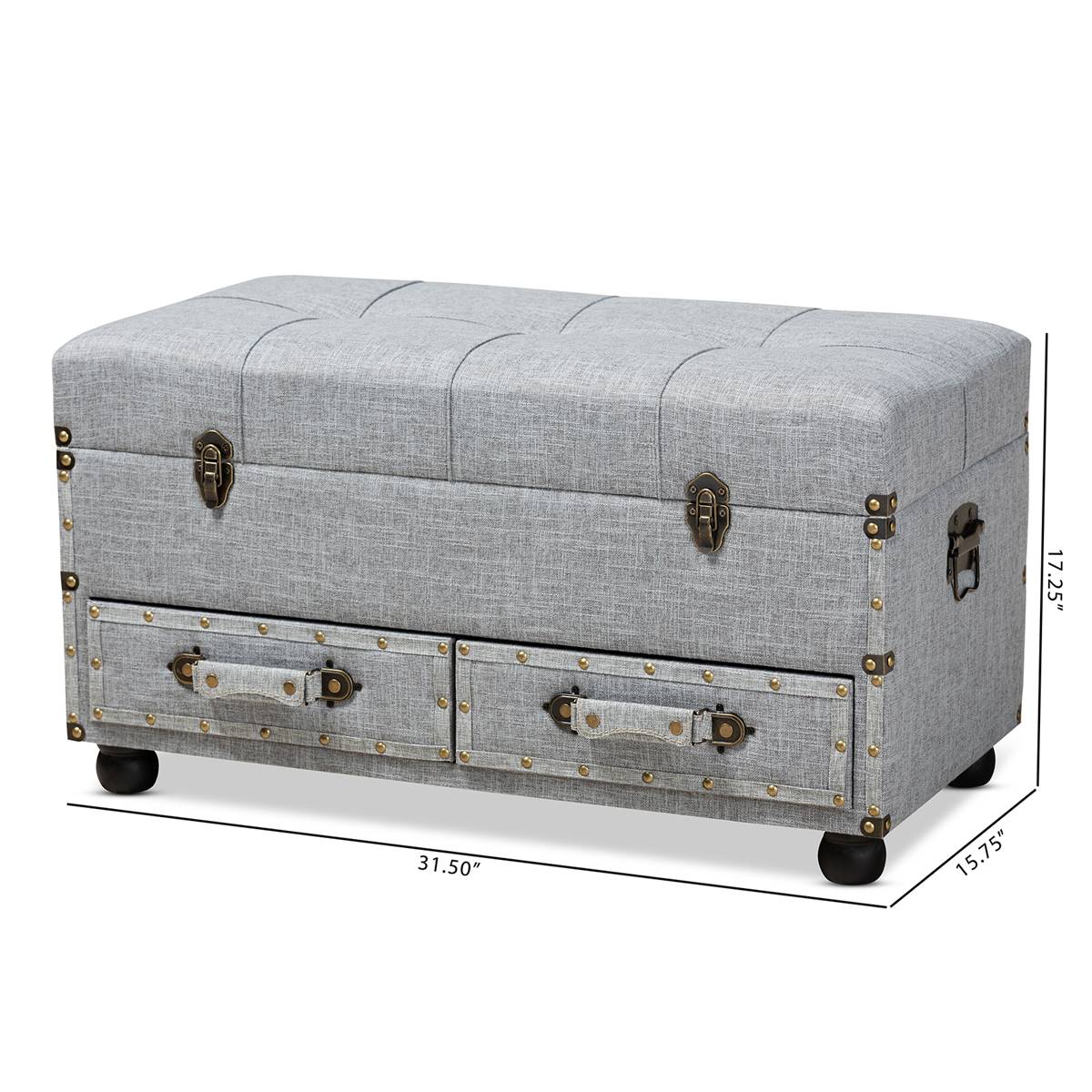 Baxton Studio Flynn 2-Drawer Storage Trunk Ottoman