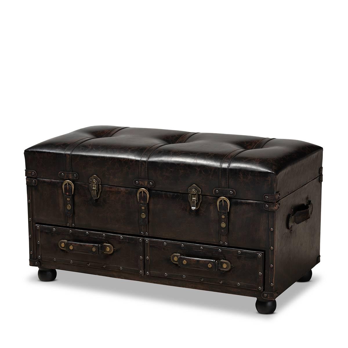 Baxton Studio Callum 2 Drawer Storage Trunk Ottoman