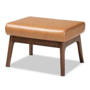 Baxton Studio Bianca Tan Faux Leather Effect Ottoman