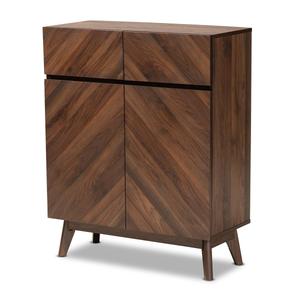Baxton Studio Hartman Walnut Brown Finished Wood Shoe Cabinet