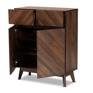 Baxton Studio Hartman Walnut Brown Finished Wood Shoe Cabinet alternate view