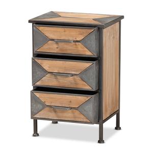 Baxton Studio Laurel Oak Brown Finished Wood 3-Drawer Nightstand alternate view