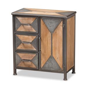 Baxton Studio Laurel Oak Brown Wood 3-Drawer Storage Cabinet