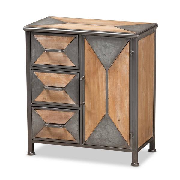 Baxton Studio Laurel Oak Brown Wood 3-Drawer Storage Cabinet