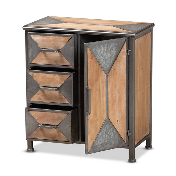 Baxton Studio Laurel Oak Brown Wood 3-Drawer Storage Cabinet alternate view