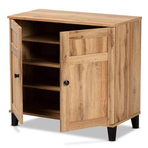 Baxton Studio Glidden Oak Brown Wood 2-Door Shoe Storage Cabinet alternate view
