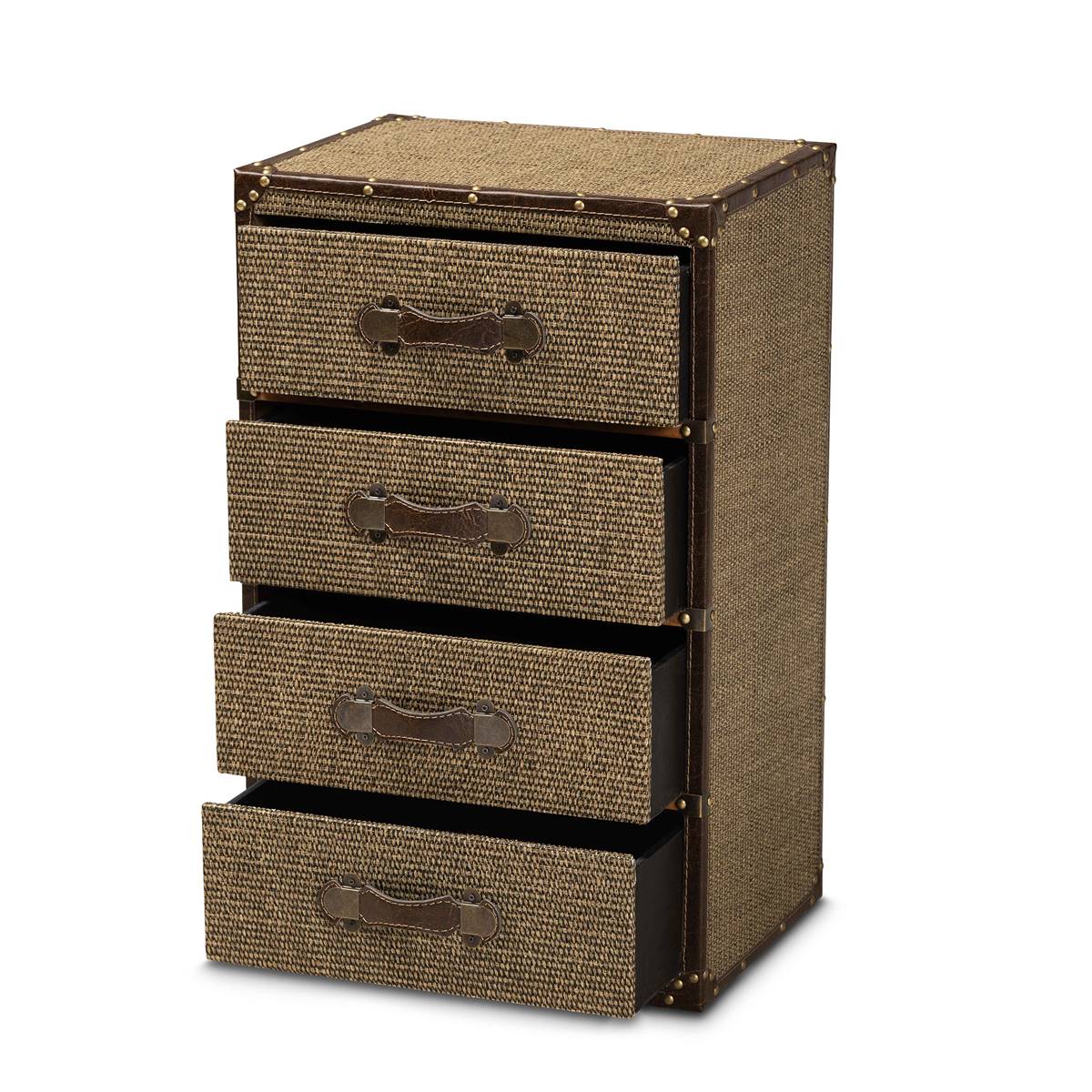Baxton Studio Owen Brown Fabric 4-Drawer Accent Storage Cabinet