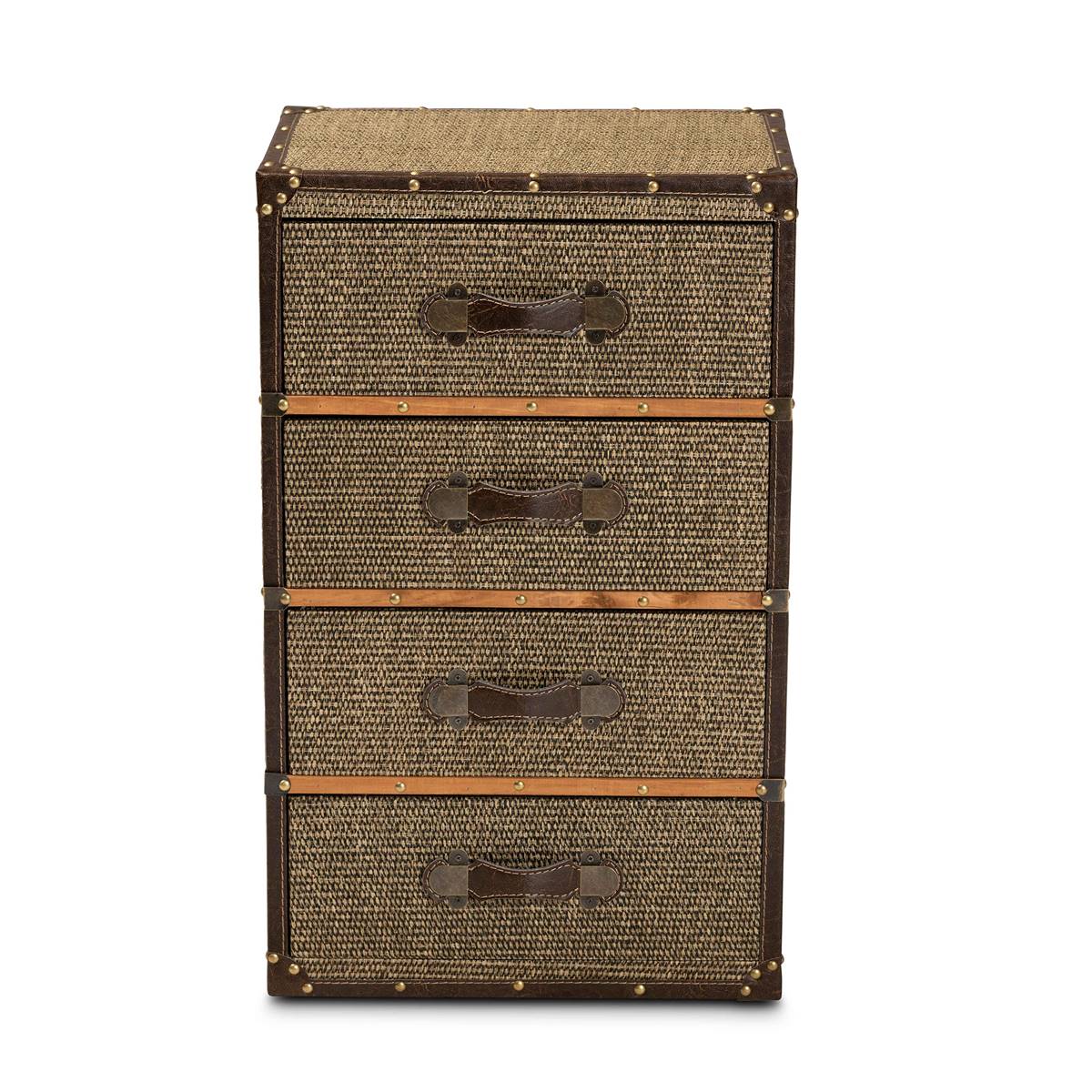 Baxton Studio Owen Brown Fabric 4-Drawer Accent Storage Cabinet