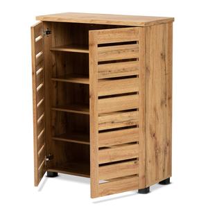 Baxton Studio Adalwin Oak Brown Wood 2-Door Shoe Storage Cabinet alternate view