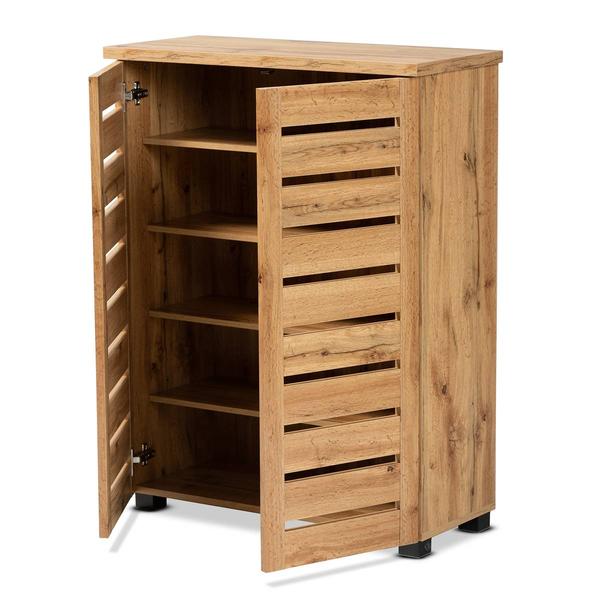 Baxton Studio Adalwin Oak Brown Wood 2-Door Shoe Storage Cabinet alternate view
