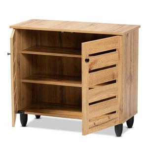 Baxton Studio Gisela Oak Brown Wood 2-Door Shoe Storage Cabinet alternate view