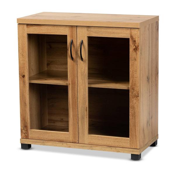 Baxton Studio Zentra Oak Brown Wood 2-Door Storage Cabinet