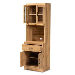 Baxton Studio Laurana Oak Brown Wood Kitchen Cabinet & Hutch alternate view