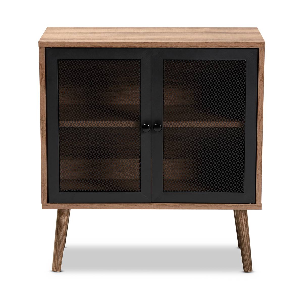 Baxton Studio Yuna Natural Brown Wood 2-Door Storage Cabinet