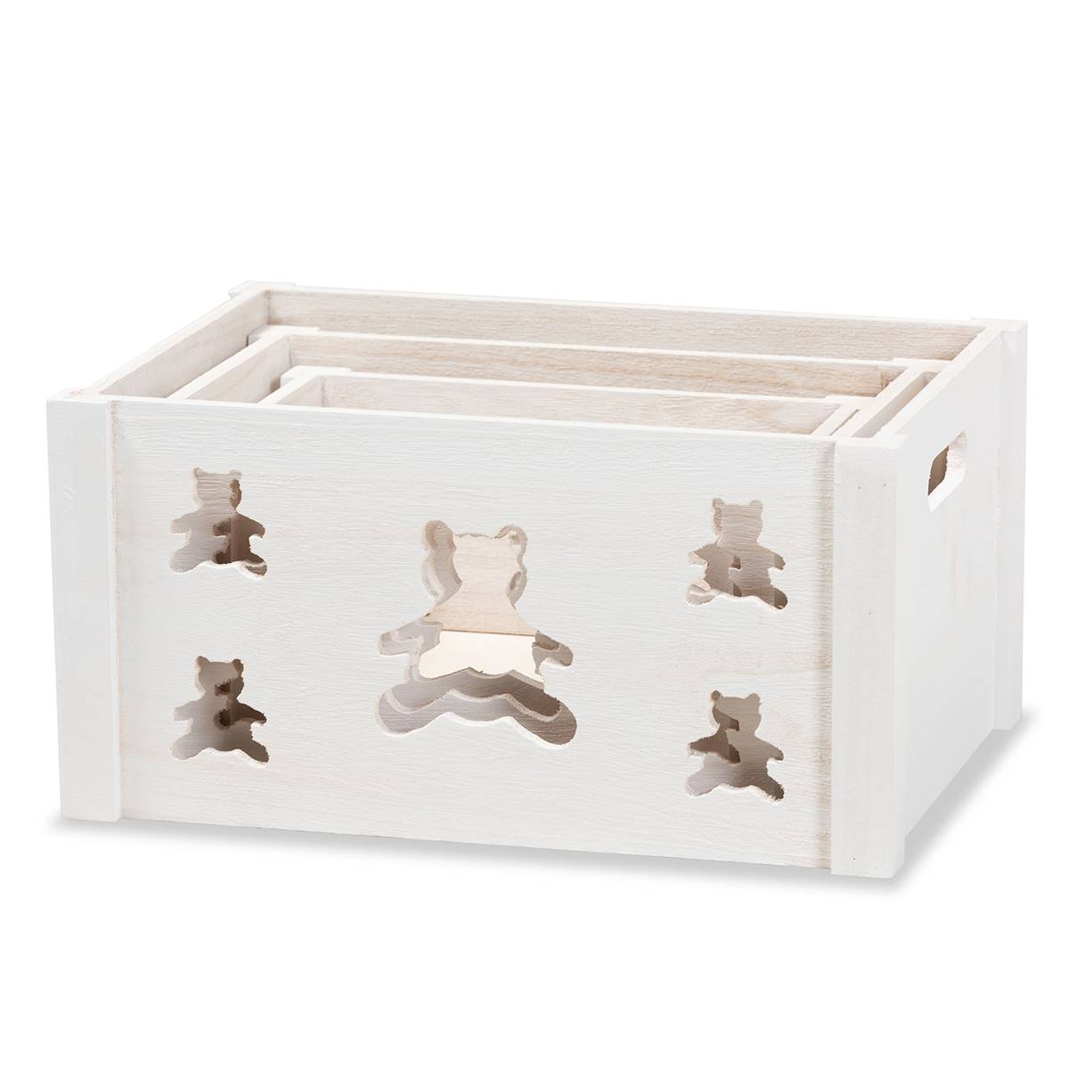 Baxton Studio Sagen White Wood 3pc. Storage Crate Set